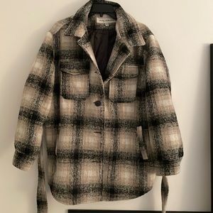 Women’s Plaid Black Beige Shacket L